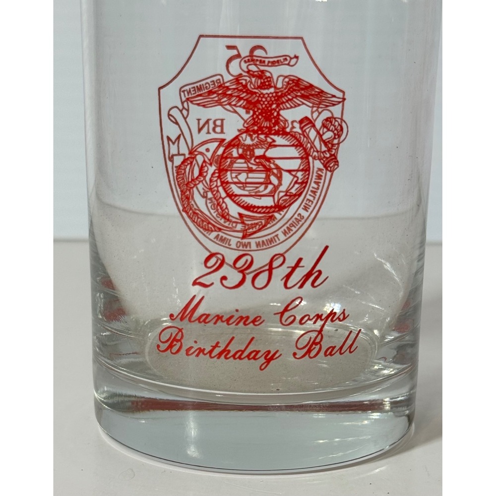 USMC 25th Marine Regiment 3rd BN 238th Birthday Ball Whiskey Glass Red Graphics